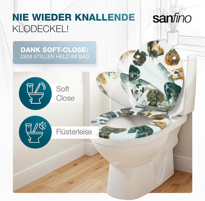Premium WC Sitz mit Absenkautomatik – hochwertige Toilettendeckel aus Holz, viele bunte Motive, hohe