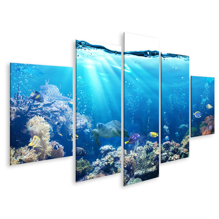 islandburner Bild auf Leinwand Unterwasser Szene Riff Und Tropischen Fischen Aquarium Bilder Wandbil