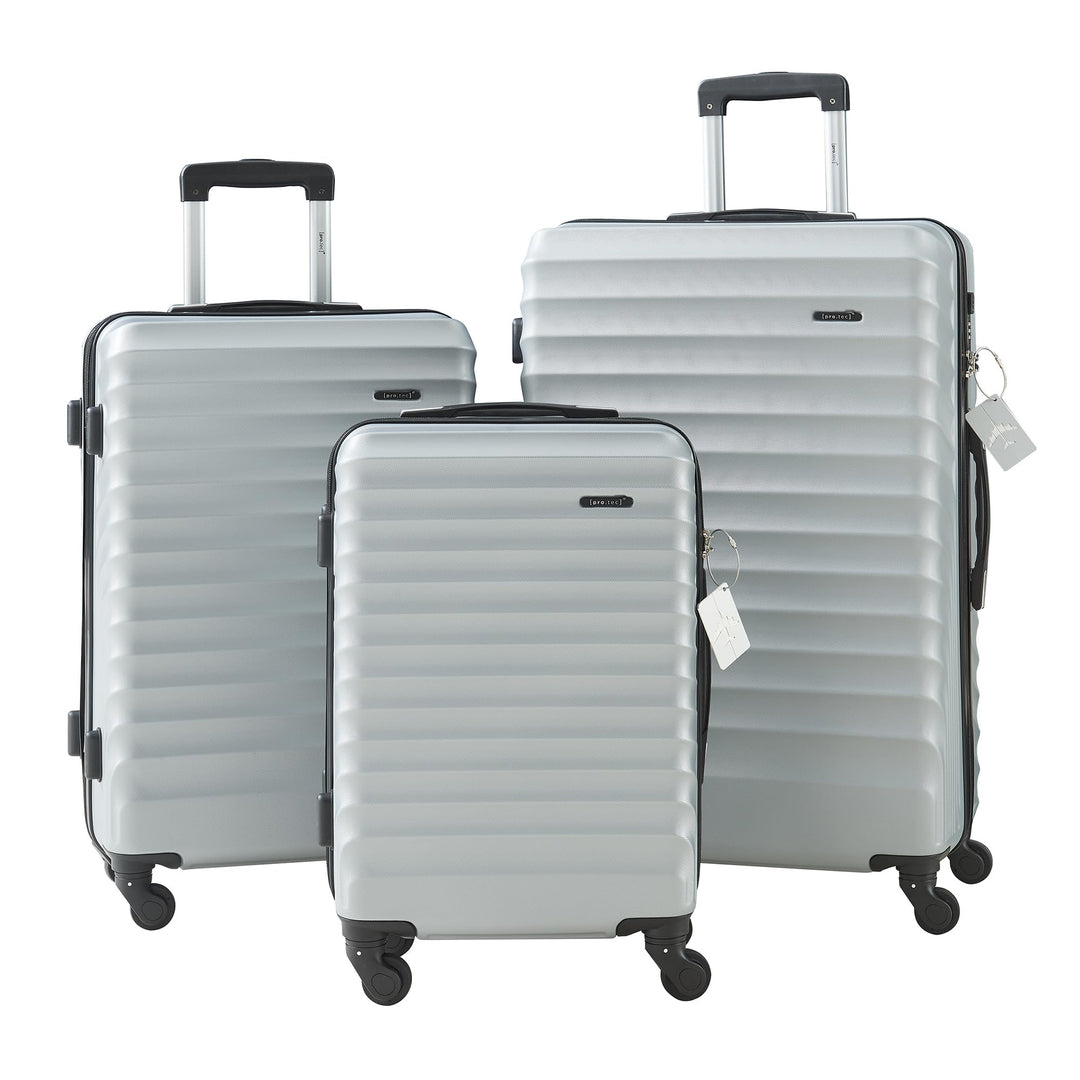 pro.tec Koffer Set 3-teilig Pona Reisekoffer ABS Hartschalenkoffer mit 4 Rollen Handgepäck leicht Tr