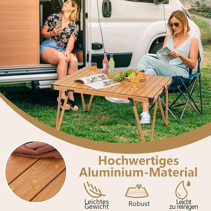 GOPLUS Campingtisch klappbar, 93 x 69 x 47,5 cm Klapptisch Outdoor aus Aluminium bis 80kg belastbar,