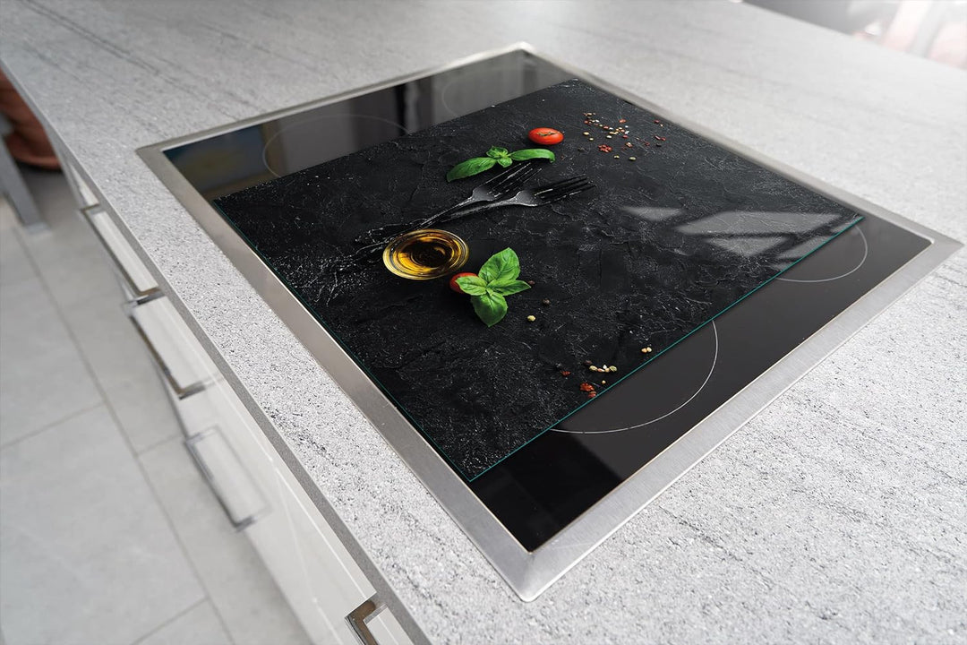 DarHaus Herdabdeckplatte einteilig 45x52 cm Ceranfeld Abdeckung Glas Spritzschutz Abdeckplatte Glasp