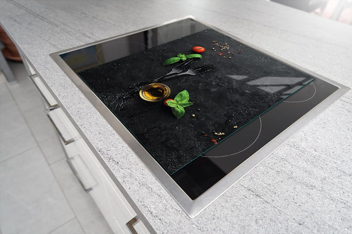 DarHaus Herdabdeckplatte einteilig 45x52 cm Ceranfeld Abdeckung Glas Spritzschutz Abdeckplatte Glasp