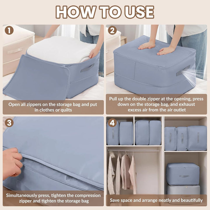 2 Stück Ultra Platzsparender Selbstkomprimierender Organizer, Aufbewahrungstasche für Bettdecken, Gr