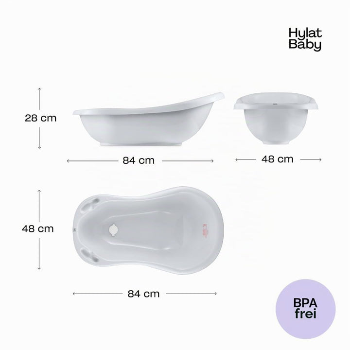 Hylat Baby Friends Grau Babywanne mit Gestell und Badewannenstöpsel - TÜV Rheinland zertifiziert - S