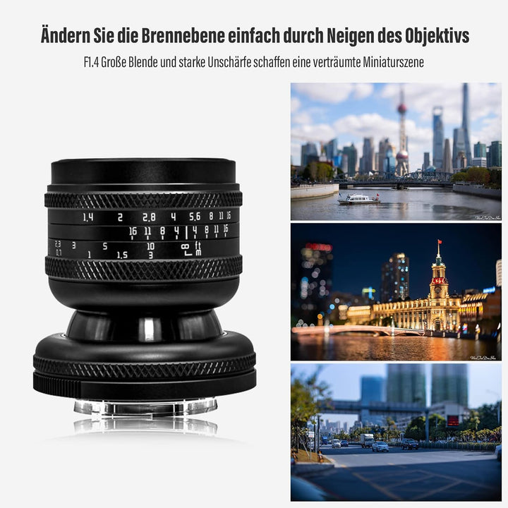 AstrHori 50mm F1.4 Objektiv mit grosser Blende Full Frame Handbuch 2-in-1-Neigungsobjektiv Miniatur-