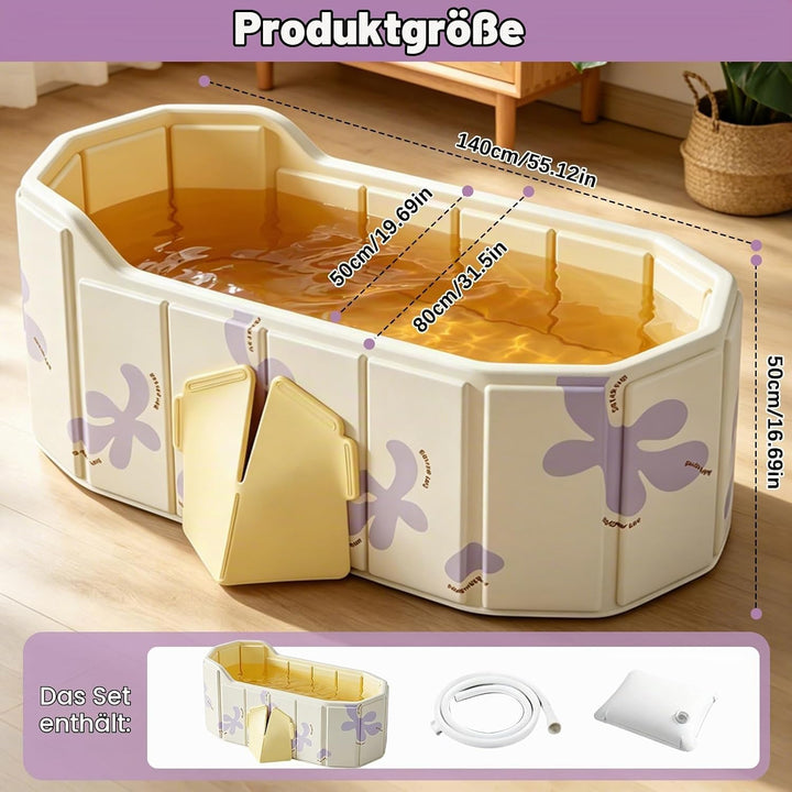 Faltbare Badewanne Erwachsene, Eisbad Mobile Tragbare Klappbare Sitzbadewanne für Dusche Balkon Frei
