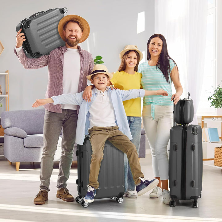 LALAHO Kofferset 3/4 teilig, Reisekoffer Set mit Kosmetikkoffer, Hartschalen Koffer Set aus ABS, Gep
