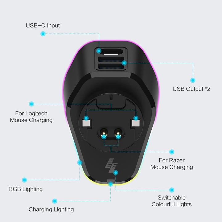 Ladestation für Logitech Mouse G PRO X Superlight, G502/G502X/G502X Plus Lightspeed, G703, G903, G P