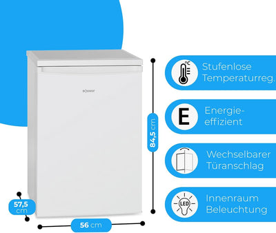 Bomann Kühlschrank mit Gefrierfach KS 2184.1, Kühl-Gefrierschrank 120L, Kühlen:107 Liter/Gefrieren:1