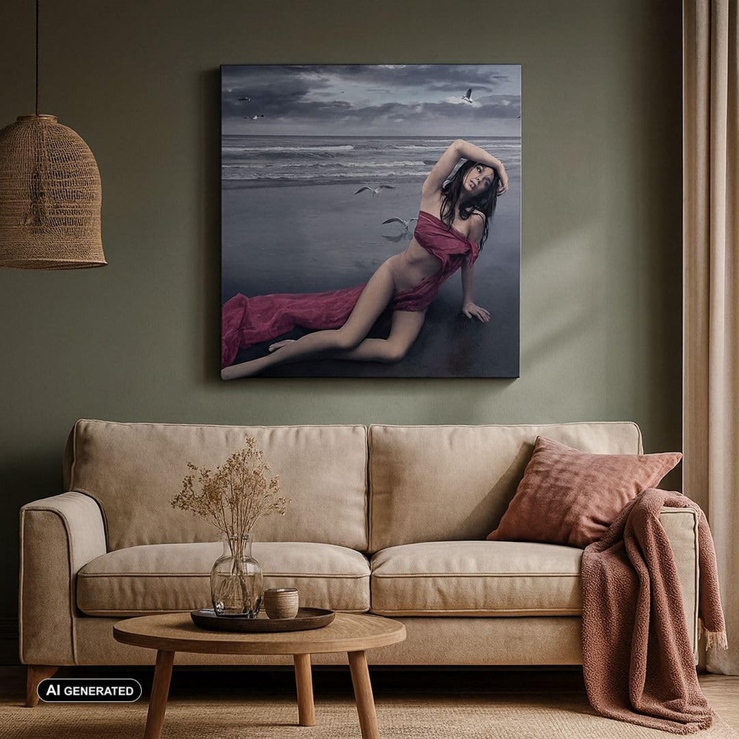 ARTTOR Bilder auf Leinwand 70x70cm Leinwandbild Modell Möwe Vogel Natur Gross Wanddeko Bild Schlafzi