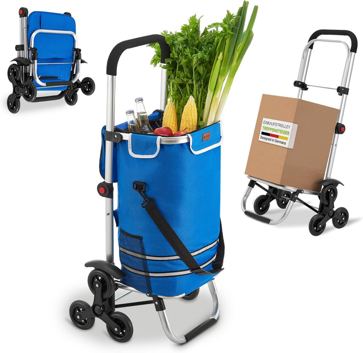 Juskys 3in1 Einkaufstrolley für Treppen - 56 L, modern & klappbar - Treppensteiger Trolley zum Shopp