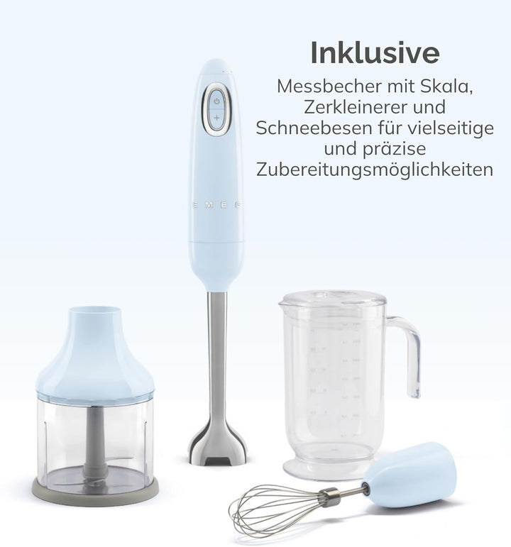 Smeg, Stabmixer HBF03BLEU, Turbo-Funktion und Flowblend-Schneidesystem, mit Rutschfestem Griff, inte