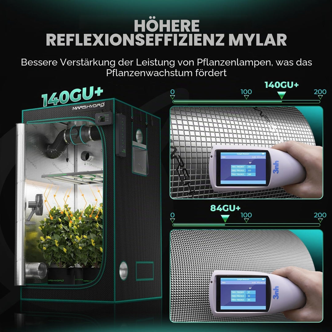 MARS HYDRO Growzelt 60x60x120cm,Indoor Grow Tent Reflektierende Mylar Zuchtzelte Hydrokultur,abnehmb