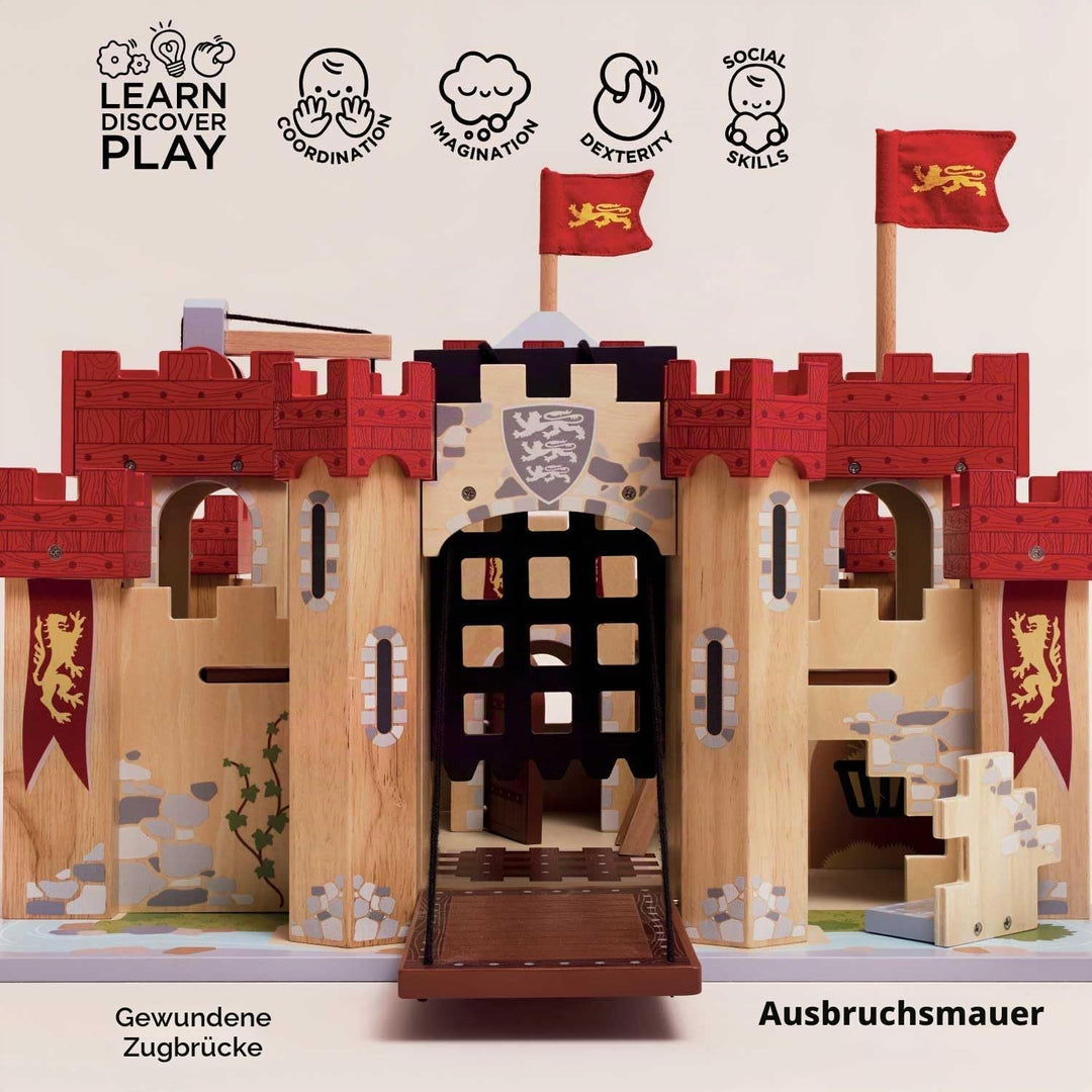 Le Toy Van – Pädagogisches Castles Collection Rollenspiel „Löwenherz“ aus Holz | Ritterburg Spielset
