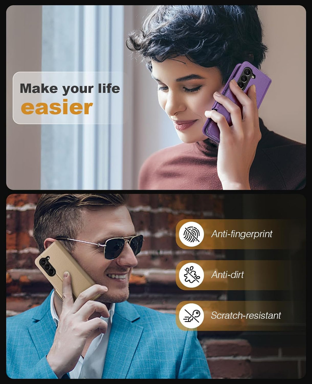 OCASE Hülle Samsung Galaxy Z Fold 5 5G Handyhülle mit [S Pen Halter] [Grenzschutz] [Premium PU Leder