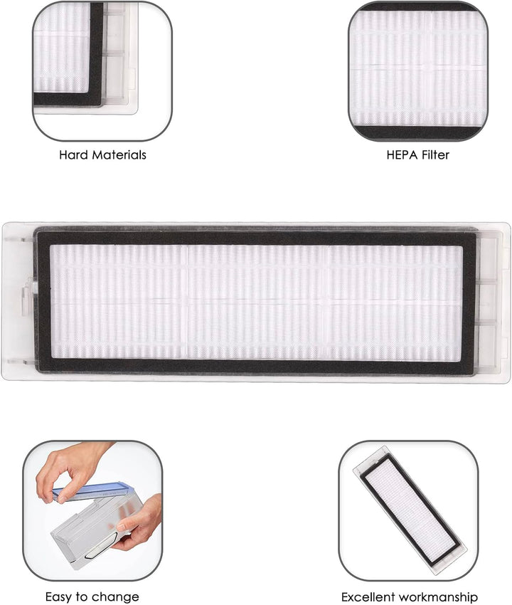 (12 Stück) HEPA-Filter kompatibel mit Roborock S6 Pure S6 E4 S4 Max S6 MaxV S5 S5 Max S4 E2 E3 E5 E2