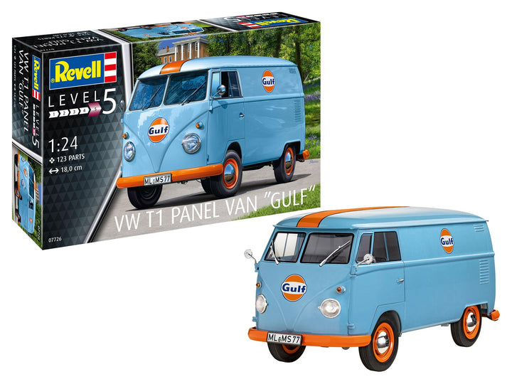 Revell 07726 VW T1 Panel Van (Gulf Decoration) 1:24 Scale Unbuilt/Unpainted Plastic Model Kit Auto F