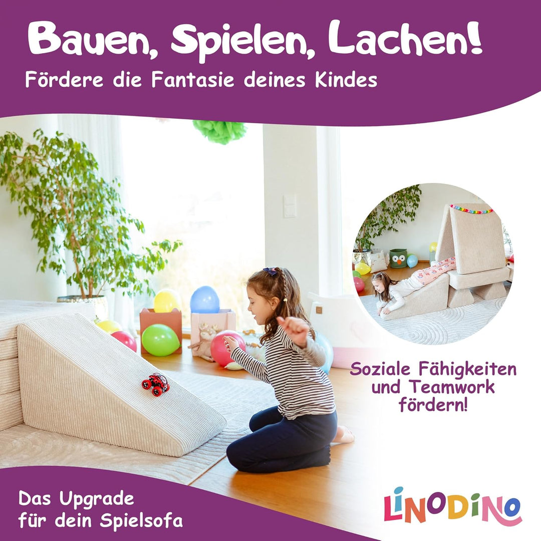 Linodino® Ri-Ra-Rutsch Rutsche | Spielsofa Add-on I Erweiterungs-Bauteil für aktives Spielen, Klette
