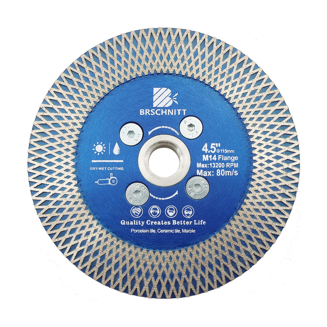 Diamant Trennscheibe 115mm - BRSCHNITT Diamantscheibe mit X Felgensegment für Hart Keramik Porzellan