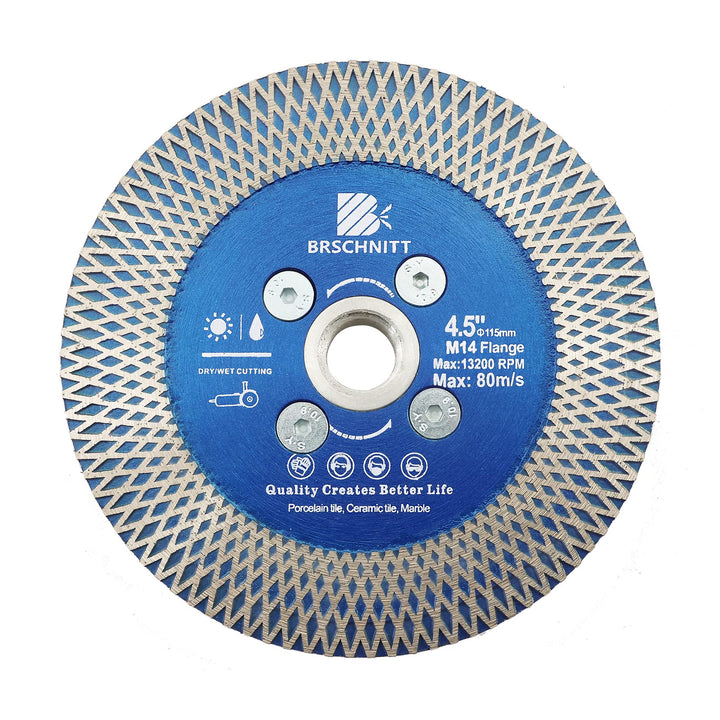 Diamant Trennscheibe 115mm - BRSCHNITT Diamantscheibe mit X Felgensegment für Hart Keramik Porzellan