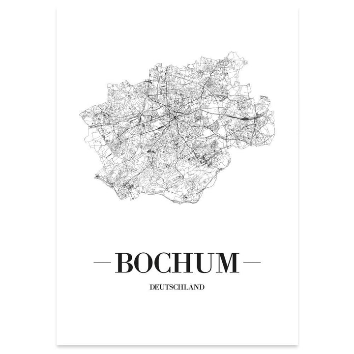 JUNIWORDS Stadtposter, Bochum, Wähle eine Grösse, 60 x 90 cm, Poster, Schrift A, Weiss 60 x 90 cm Sc