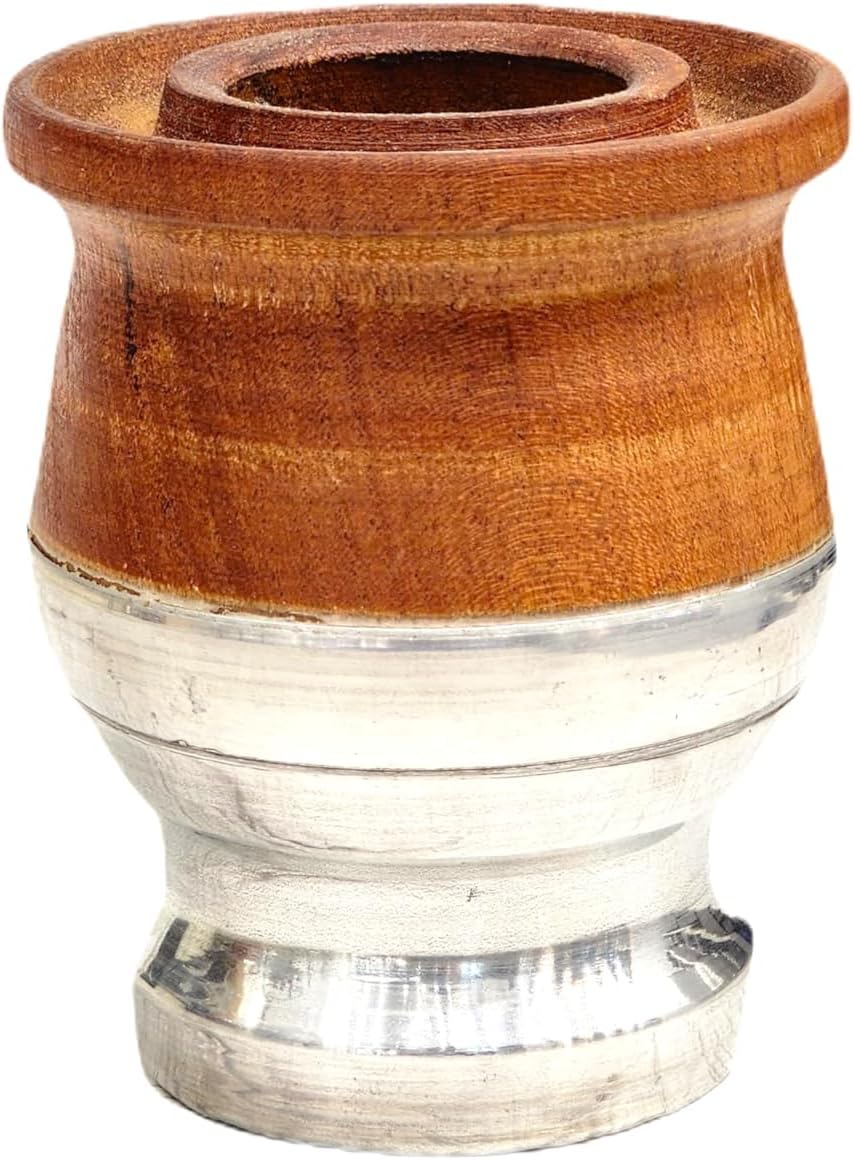 Mate für Yerba Mate Argentino, Mattes Johannisbrotholz und Edelstahl, matter Kürbis mit Glühbirne, m