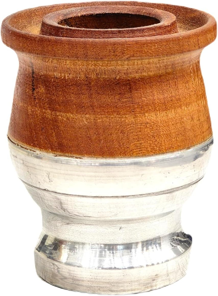Mate für Yerba Mate Argentino, Mattes Johannisbrotholz und Edelstahl, matter Kürbis mit Glühbirne, m