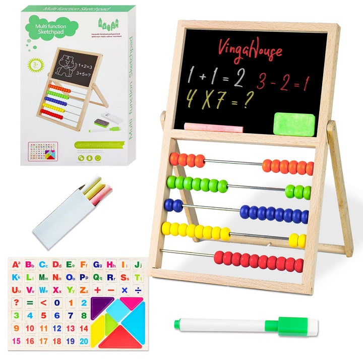 VingaHouse Grundschule Rechenschieber Abakus, Abacus Rechner Kinder Abakus Zählrahmen mit Kreidetafe
