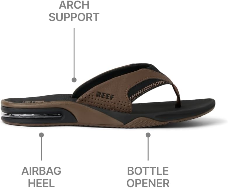 Reef Herren Fanning Flipflop 46 EU Black And Tan, 46 EU Black And Tan