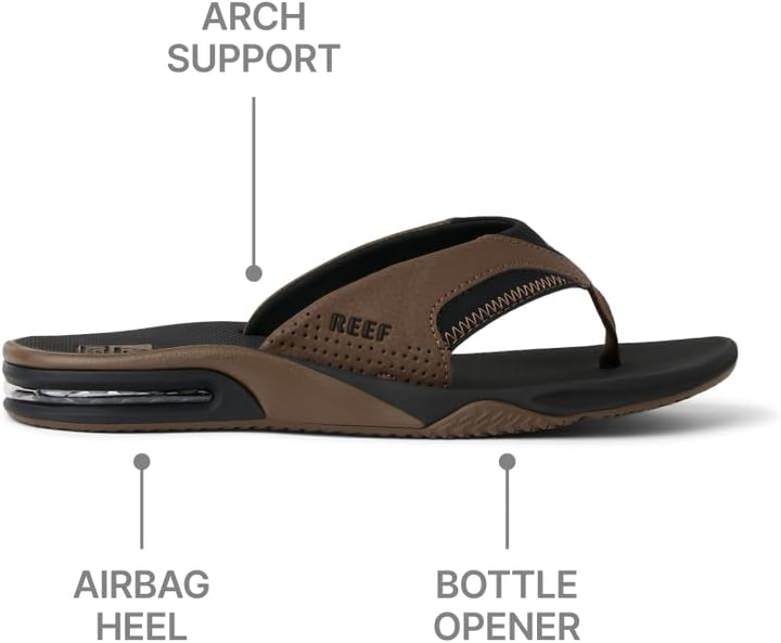 Reef Herren Fanning Flipflop 46 EU Black And Tan, 46 EU Black And Tan