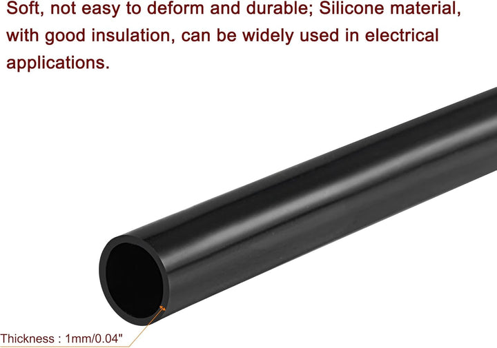 sourcing map Silikonschlauch Schlauch 8mm ID 10mm OD 6.6ft Schwarz Hochtemperatur für Wasserschlauch