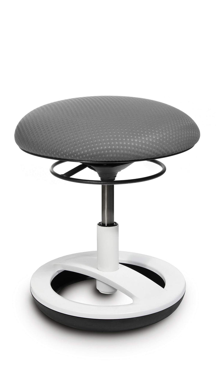 TOPSTAR SU83BT3 Sitzhocker Sitness Bobby für Kinder, Standfussring Alu weiss lackiert, Stoff, grau,