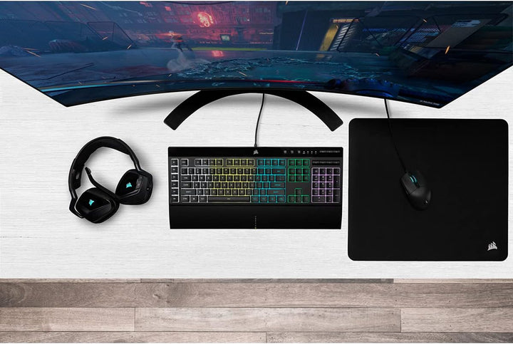 Corsair K55 RGB PRO Kabelgebundene Membran-Gaming-Tastatur (Dynamische RGB-Hintergrundbeleuchtung) Q