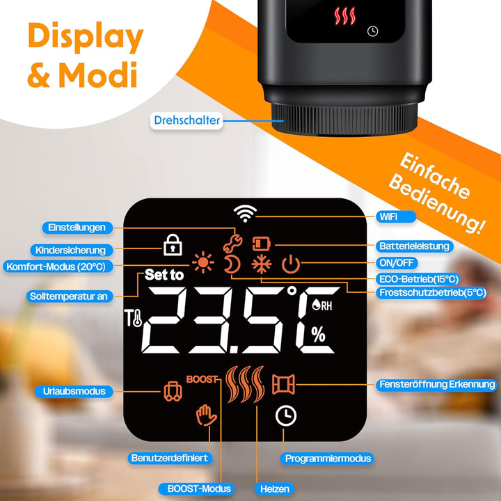 KESSER® Heizkörperthermostat 3er Set WiFi Heizungsregler | Heizungsthermostat WLAN mit Smart Home Ap