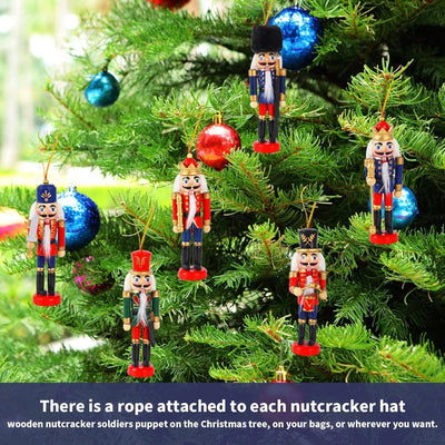 OUNONA 6 Stücke 4.7" Weihnachten Nussknacker Figuren Nussknacker Soldat Ornamente Holz Handbemalter