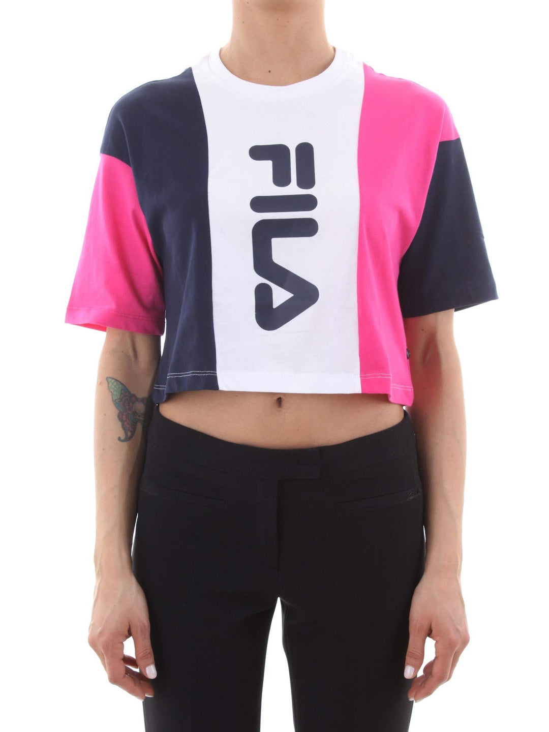 Fila Bai Cropped T-Shirt pink Yarrow/Black iris/briwh