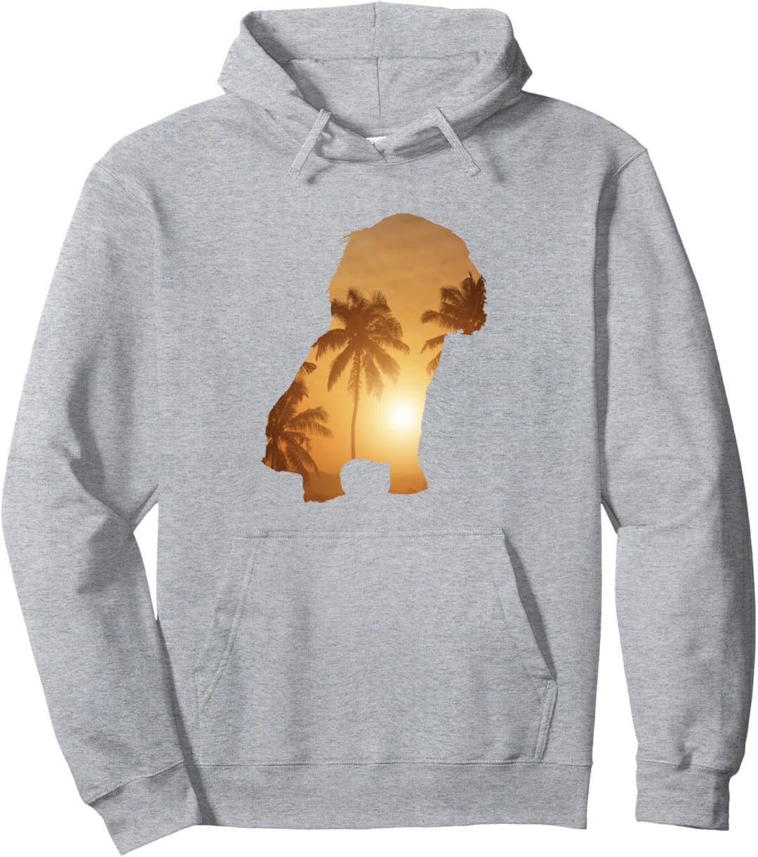 Summer Sunset Beach – Hunde-Silhouette Cavalier King Charles Pullover Hoodie