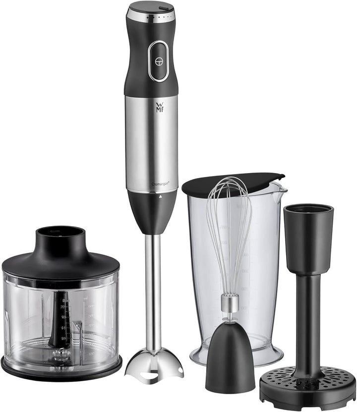 WMF Kult X Stabmixer Set 5-teilig, Pürierstab, Schneebesen, Stampfer, Zerkleinerer, 600 Watt, Zauber