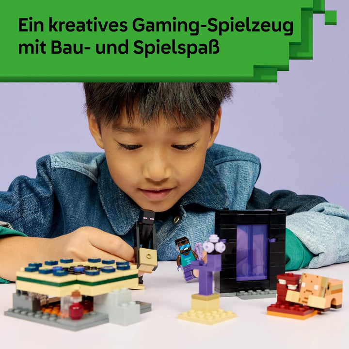 LEGO Minecraft Reise durch Nether und Endportal - Kinder Spielzeug mit Helden, Enderman und Baby Hog