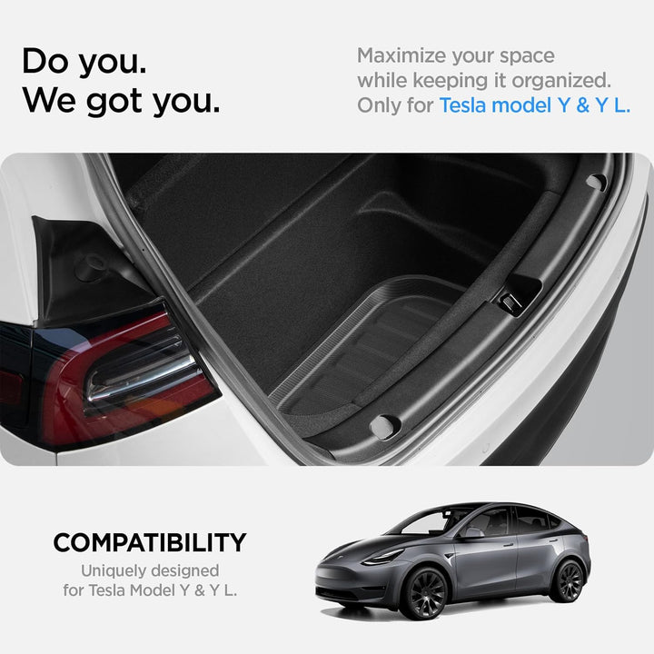 Spigen Tesla Model Y (~2024) Hintere Kofferraummatte für Aufbewahrung, Stossfestes XPE-Material zum