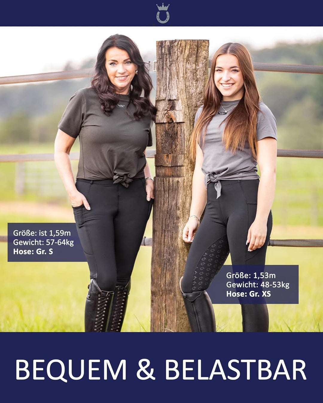 Reitleggings Damen &amp; Mädchen (Gr. XXS-XL) - Silikon Vollbesatz - Bequeme Highwaist Reithose - Mit Ha