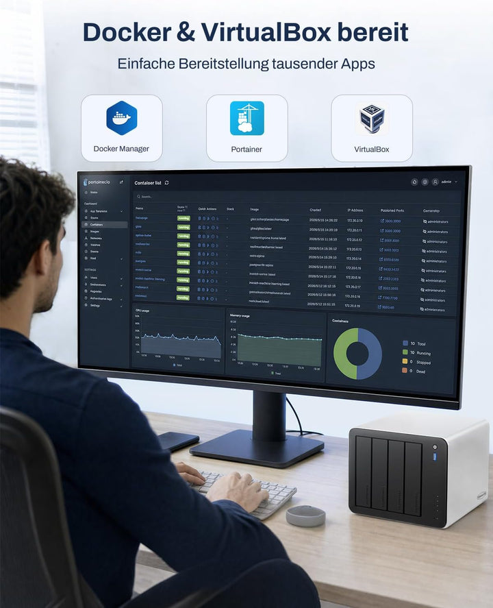 TERRAMASTER F4-425 Pro NAS – 4-Bay, Intel N305 8-Core, 8GB RAM, Dual 5GbE LAN, 3X M.2, AI-TOS 7 mit