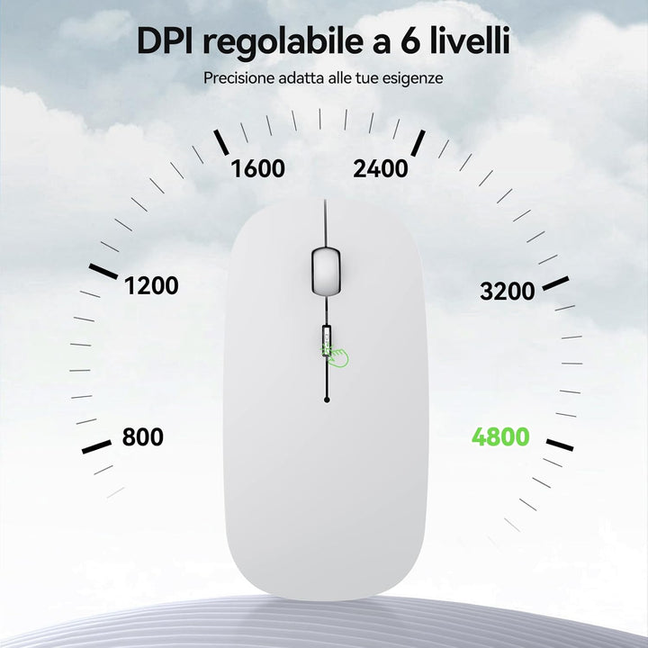 TECKNET Bluetooth Maus, Kabellose Maus mit 4800/3200/2400/1600/1200/800 einstellbare DPI, 2.4G USB F