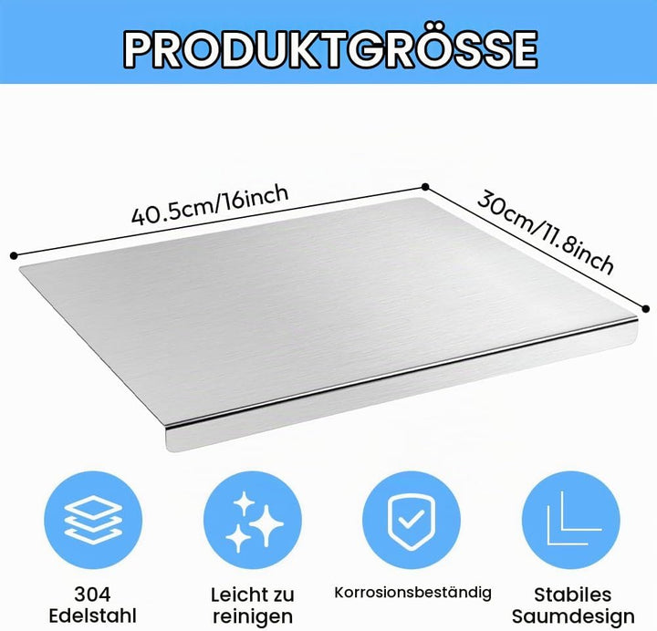 Edelstahl Schneidebrett 30 x 40cm, Schweres Schneidebrett Edelstahl Küche Cutting Board zum Kochen,