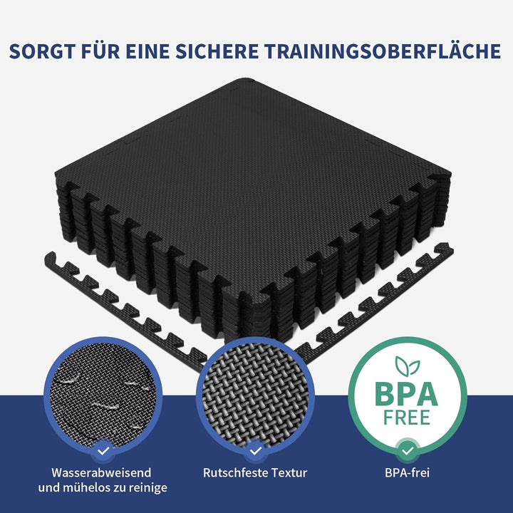 Schutzmatten Bodenschutzmatte, 50x50 cm, 12 Stück, 3m² Bodenschutzmatte Fitness Matte, Puzzle Sportg
