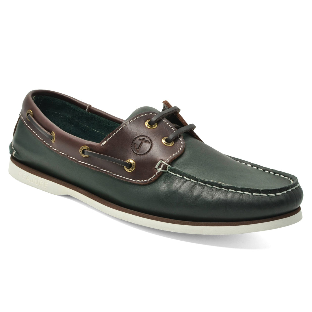 Herren Bootsschuhe Guayedra Grün und Braun Leder, 39 EU