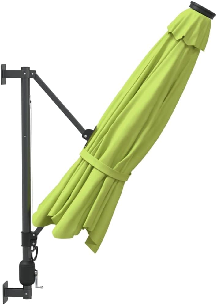 vidaXL Wand-Sonnenschirm mit LEDs Apfelgrün 290 cm, Grün
