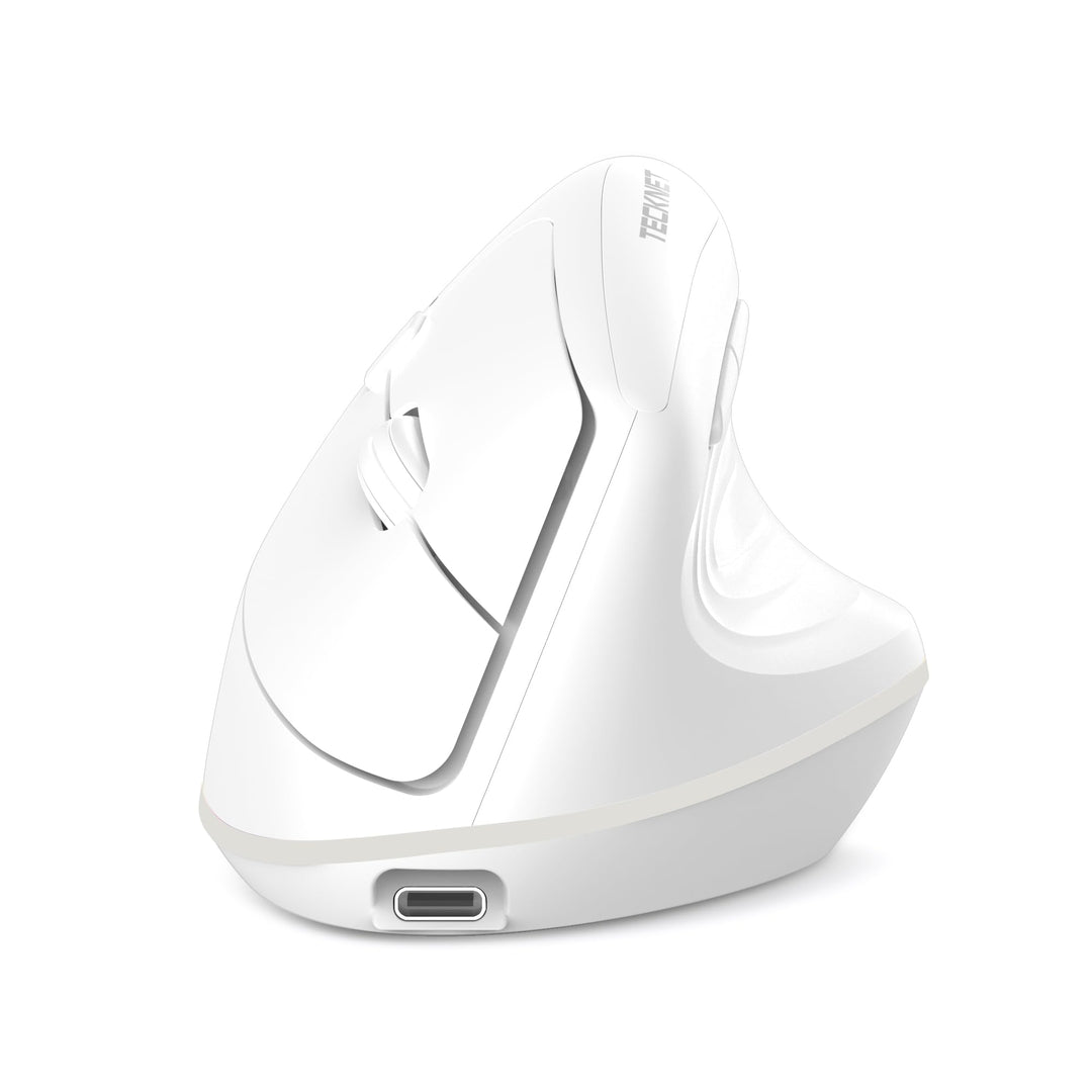 TECKNET Vertikale Ergonomische Kabellos Maus, 2,4 GHz + Bluetooth, Wiederaufladbar Maus mit 4800 DPI