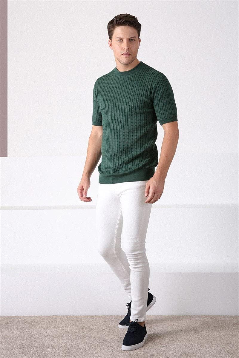 Jack Martin - Strick-T-Shirt mit Webmuster - Herren-Strickhemden S Grün, S Grün