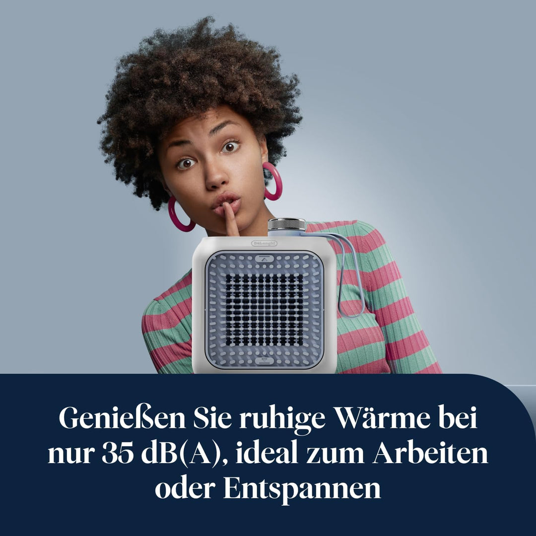 De'Longhi Capsule Desk Keramik-Heizlüfter HFX10B03.LB, leiser Mini-Schnellheizer, ausrichtbarem Gitt